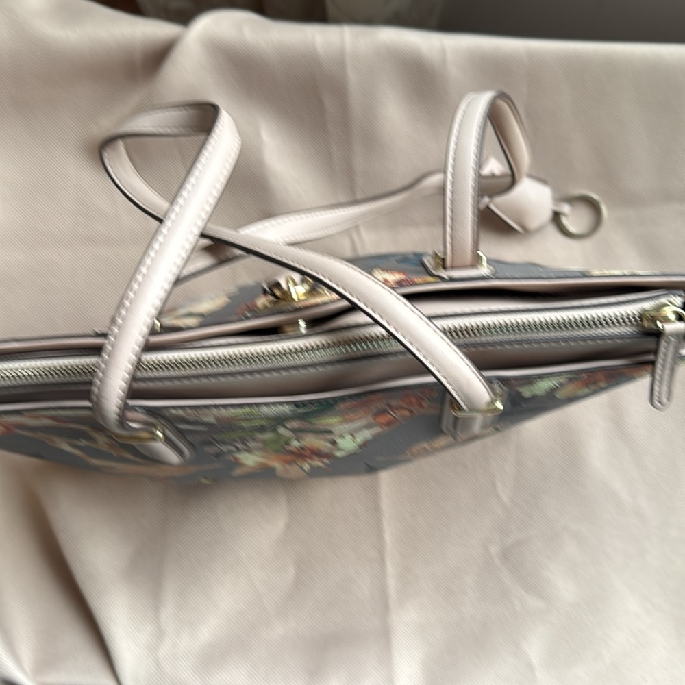 Nine West Neutral Floral Print Satchel/Tote - Picture 4 of 13